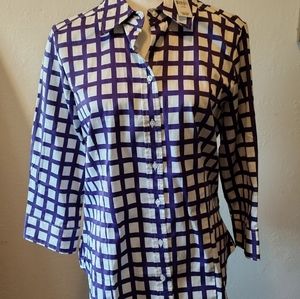 NY&C purple and white checkered button down blouse